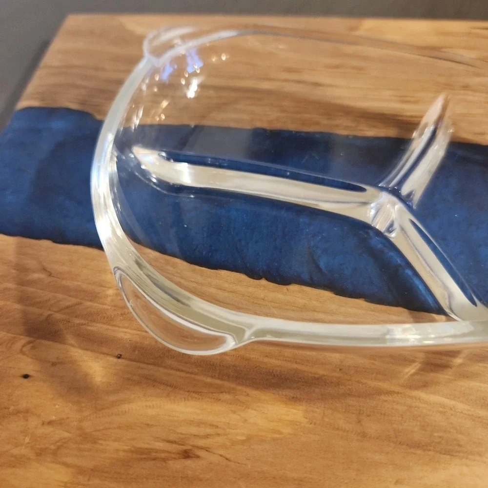 Vintage Mid-Century Modern Boomerang Divided Serving Relish Glass Dish Clear